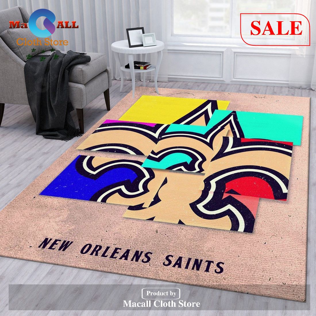 [SALE] New Orleans Saints NFL Rug Bedroom Rug- Indoor Outdoor Rugs