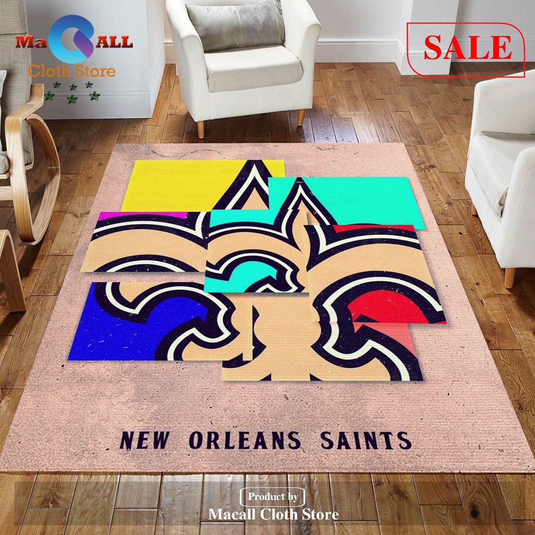 [SALE] New Orleans Saints NFL Rug Bedroom Rug- Indoor Outdoor Rugs