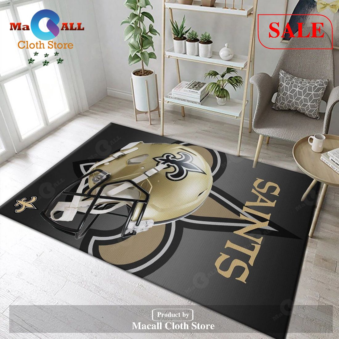 [SALE] New Orleans Saints NFL Team Logo Area Rugs Living Room Carpet Floor Decor The US Decor – Indoor Outdoor Rugs