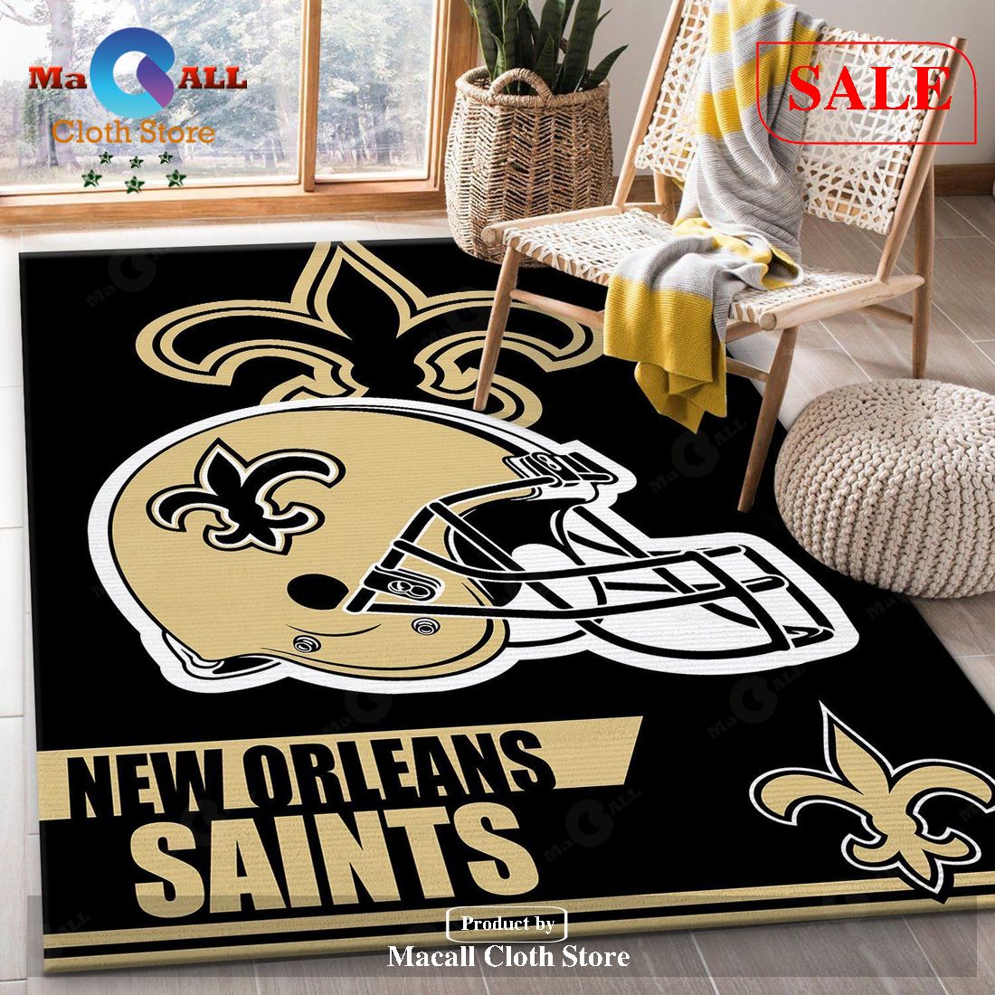 [SALE] New Orleans Saints NFL Team Logo Helmet Nice Gift Home Decor Rectangle Area Rug – Indoor Outdoor Rugs