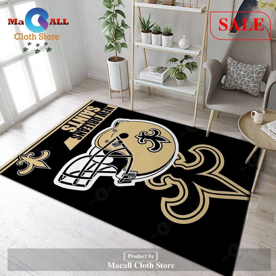 [SALE] New Orleans Saints NFL Team Logo Helmet Nice Gift Home Decor Rectangle Area Rug – Indoor Outdoor Rugs