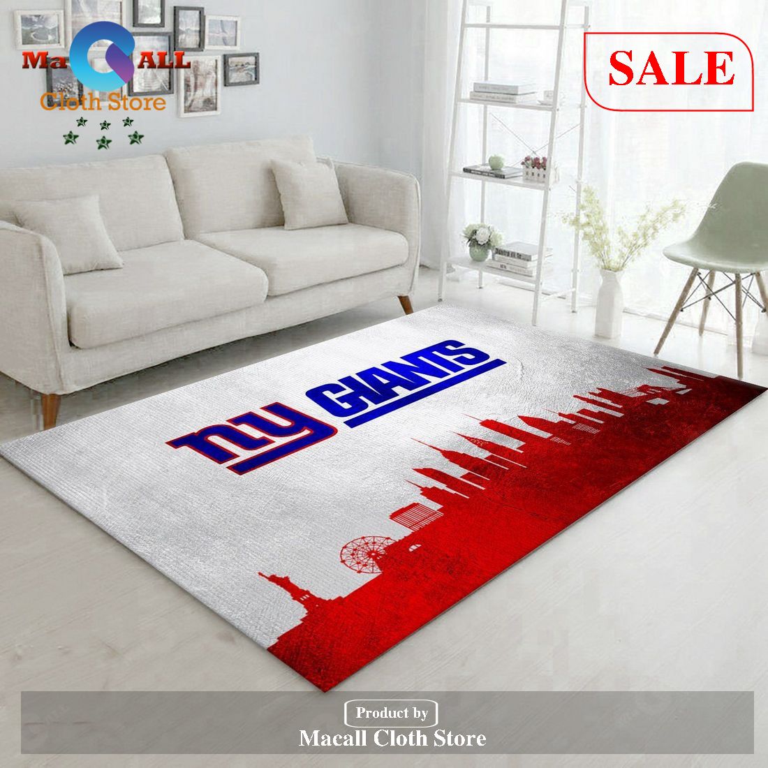 [SALE] New York Giants Skyline NFL Team Logos Area Rug, Bedroom ...