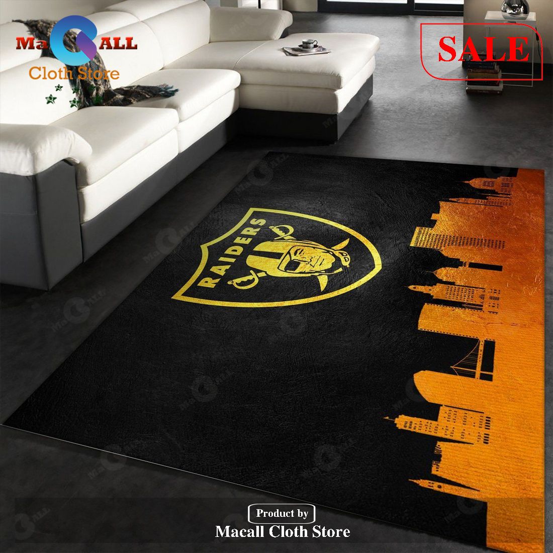 [SALE] Oakland Raiders Skyline NFL Team Logos Area Rug, Living room and ...