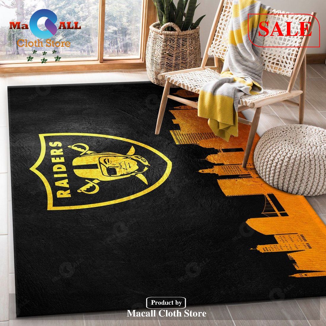 [SALE] Oakland Raiders Skyline NFL Team Logos Area Rug, Living room and ...