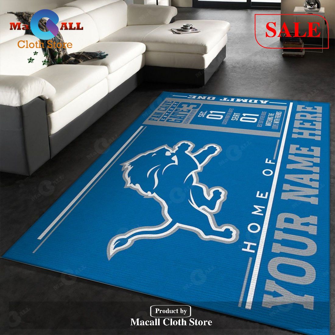[SALE] Personalized Detroit Lions Wincraft Personalized NFL Team Logos Area Rug, Living Room Rug, Christmas Gift US Decor – Indoor Outdoor Rugs