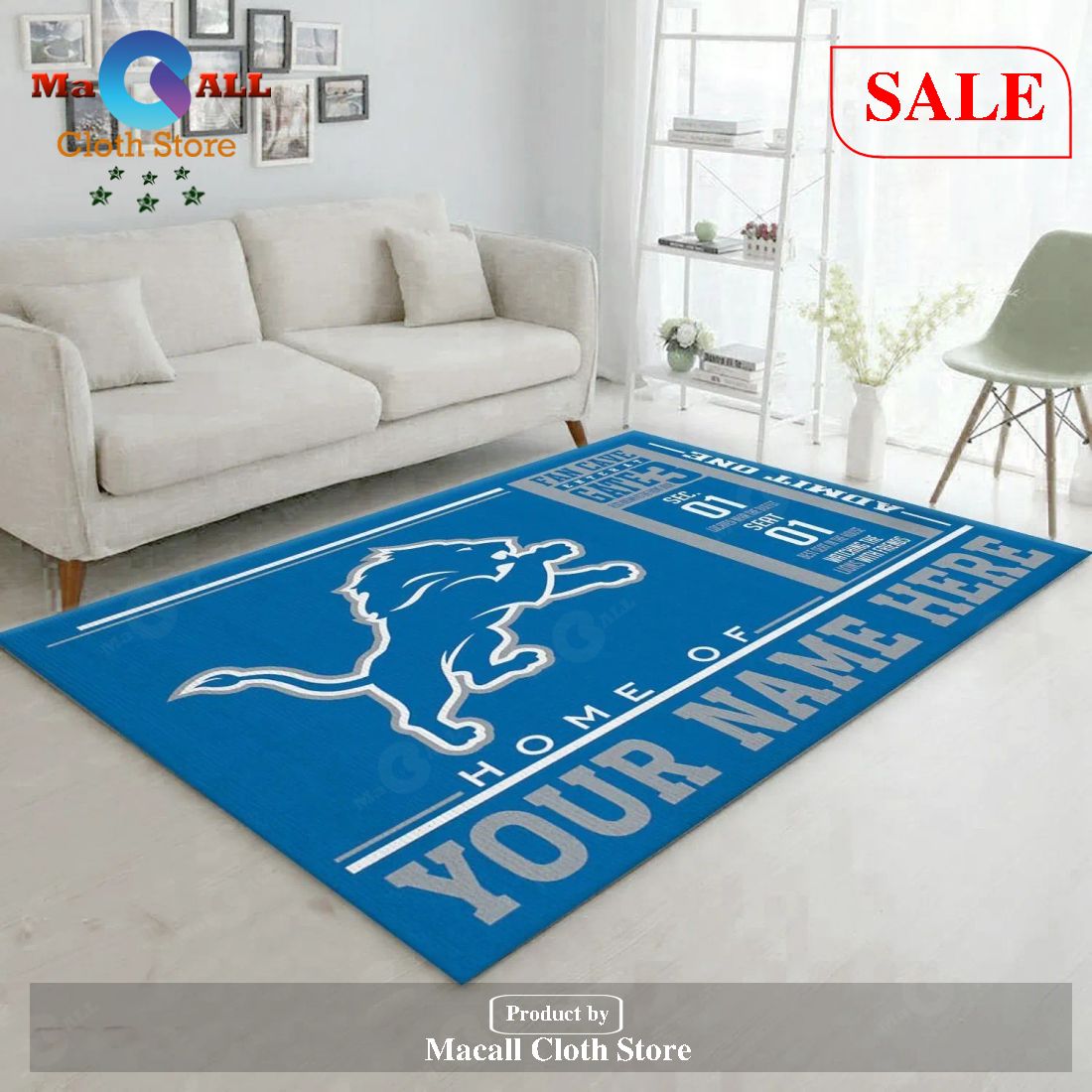[SALE] Personalized Detroit Lions Wincraft Personalized NFL Team Logos Area Rug, Living Room Rug, Christmas Gift US Decor – Indoor Outdoor Rugs