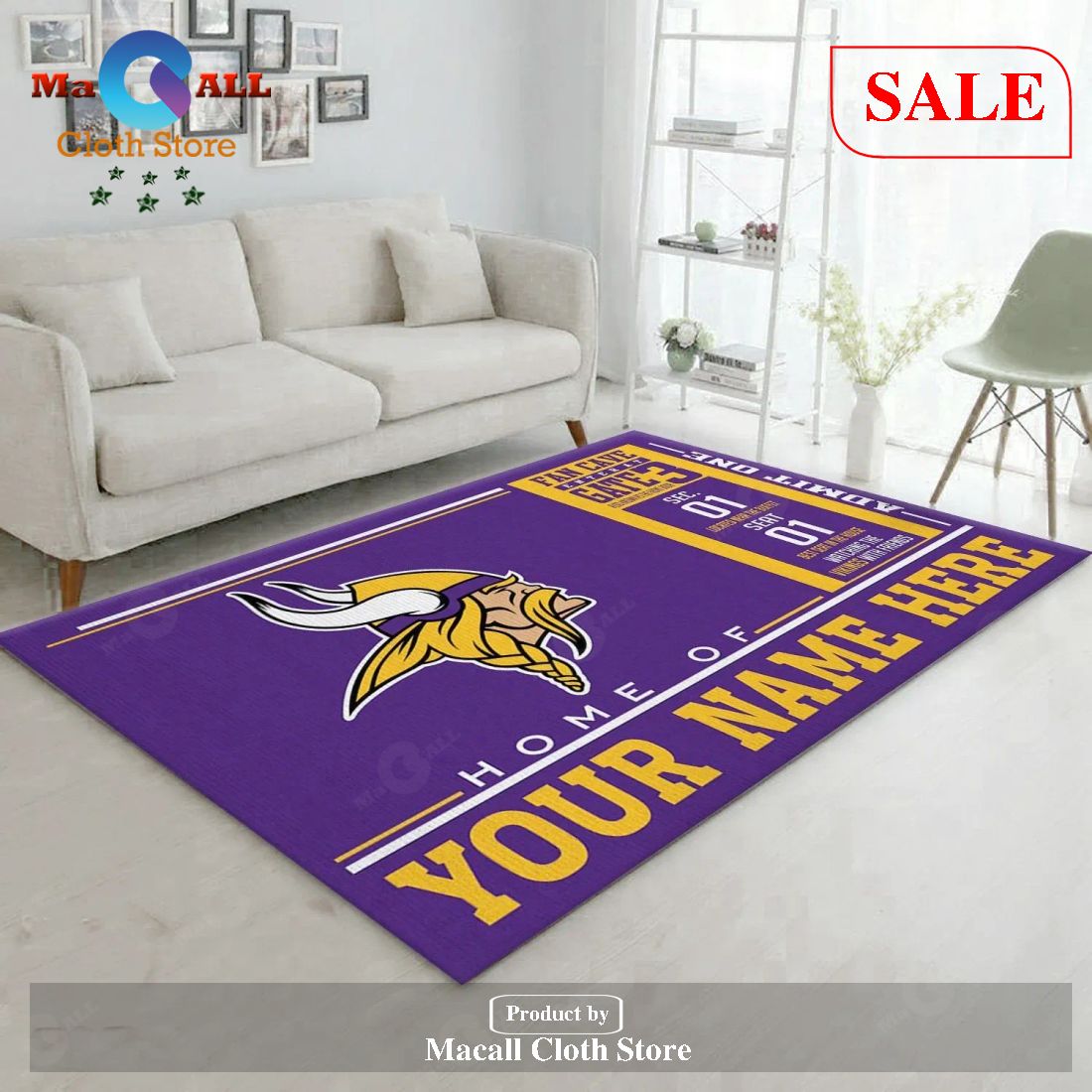 Custom Minnesota Vikings Wincraft Custom NFL Team Logos Area Rug