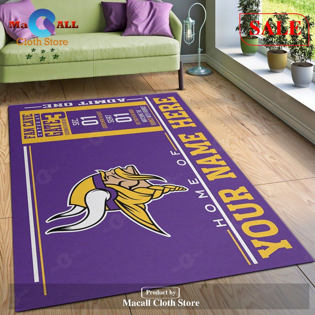 Custom Minnesota Vikings Wincraft Custom NFL Team Logos Area Rug