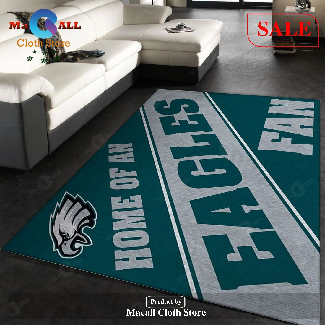 [SALE] Philadelphia Eagles Team NFL Area Rug, Living Room Rug – Indoor Outdoor Rugs