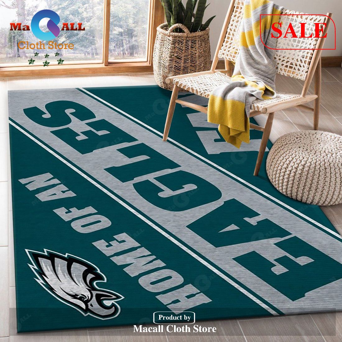 [SALE] Philadelphia Eagles Team NFL Area Rug, Living Room Rug – Indoor Outdoor Rugs