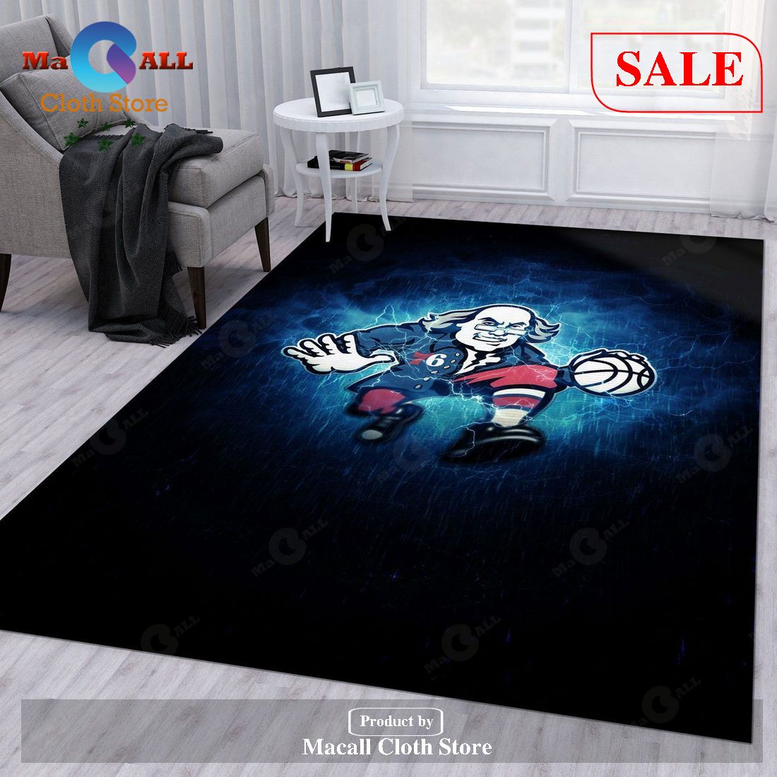 [SALE] Philadelphia Sixers NFL Area Rug Bedroom Rug Home Decor Floor Decor – Indoor Outdoor Rugs