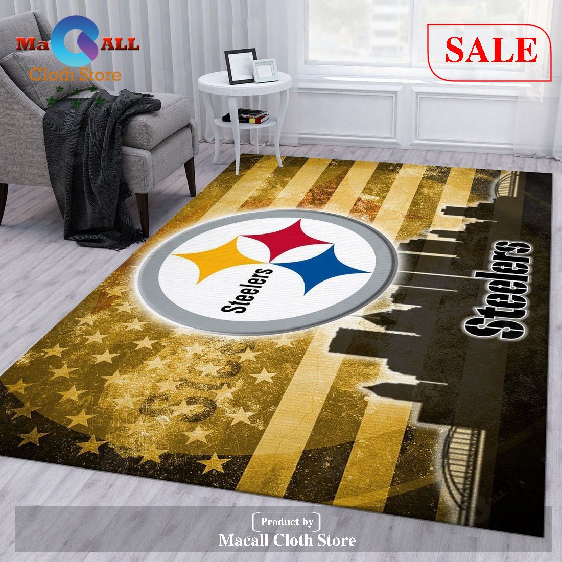[SALE] Pittsburgh Steelers NFL Area Rug Bedroom Rug Home Decor Floor Decor – Indoor Outdoor Rugs