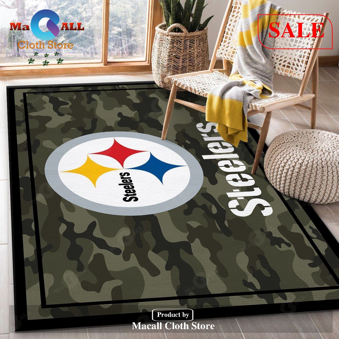 [SALE] Pittsburgh Steelers NFL Team Logo Camo Style Nice Gift Home Decor Rectangle Area Rug RER G5I9 – Indoor Outdoor Rugs