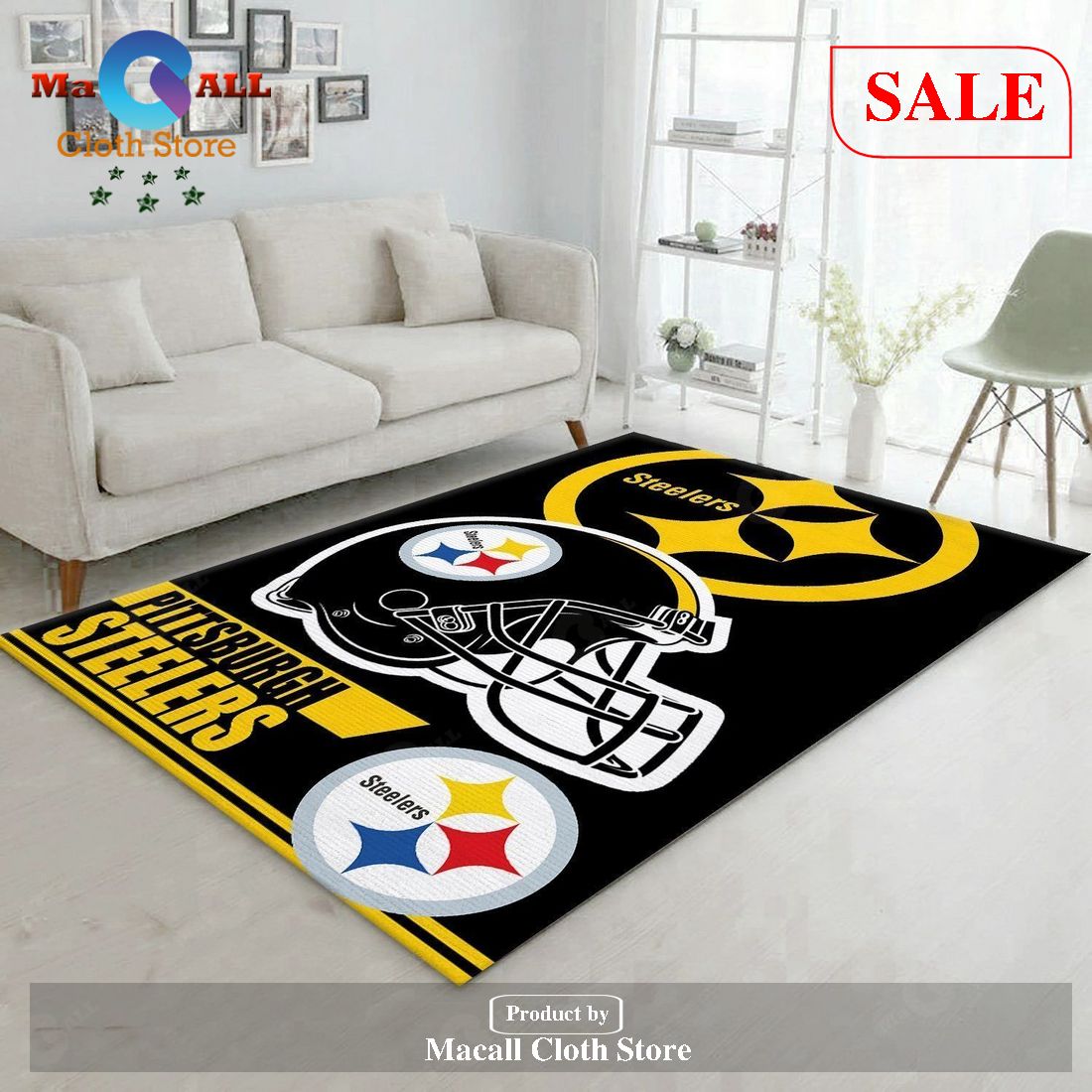 [SALE] Pittsburgh Steelers NFL Team Logo Helmet Nice Gift Home Decor Rectangle Area Rug – Indoor Outdoor Rugs