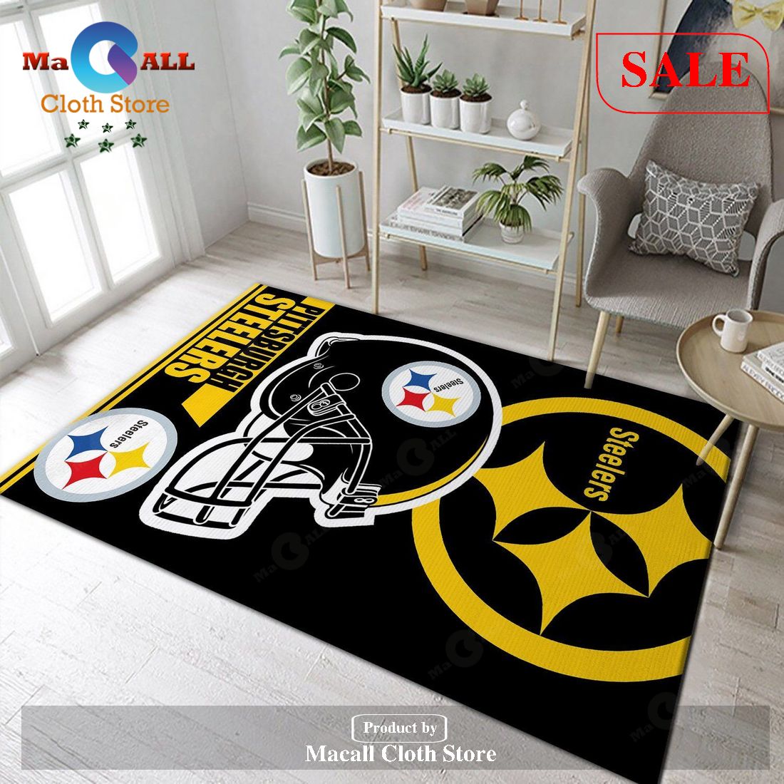 [SALE] Pittsburgh Steelers NFL Team Logo Helmet Nice Gift Home Decor Rectangle Area Rug – Indoor Outdoor Rugs