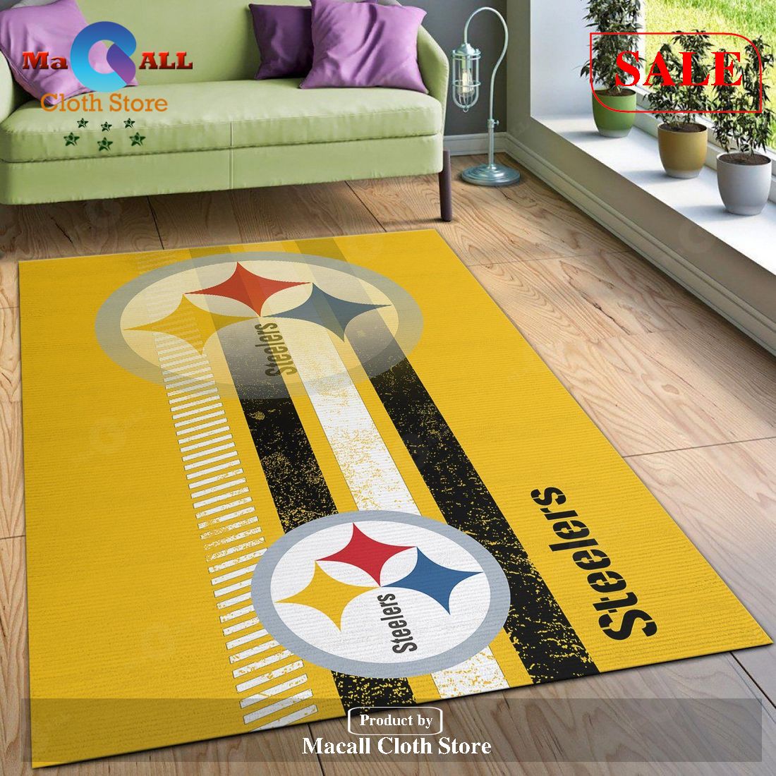 [SALE] Pittsburgh Steelers NFL Team Logo Nice Gift Home Decor Rectangle Area Rug – Indoor Outdoor Rugs