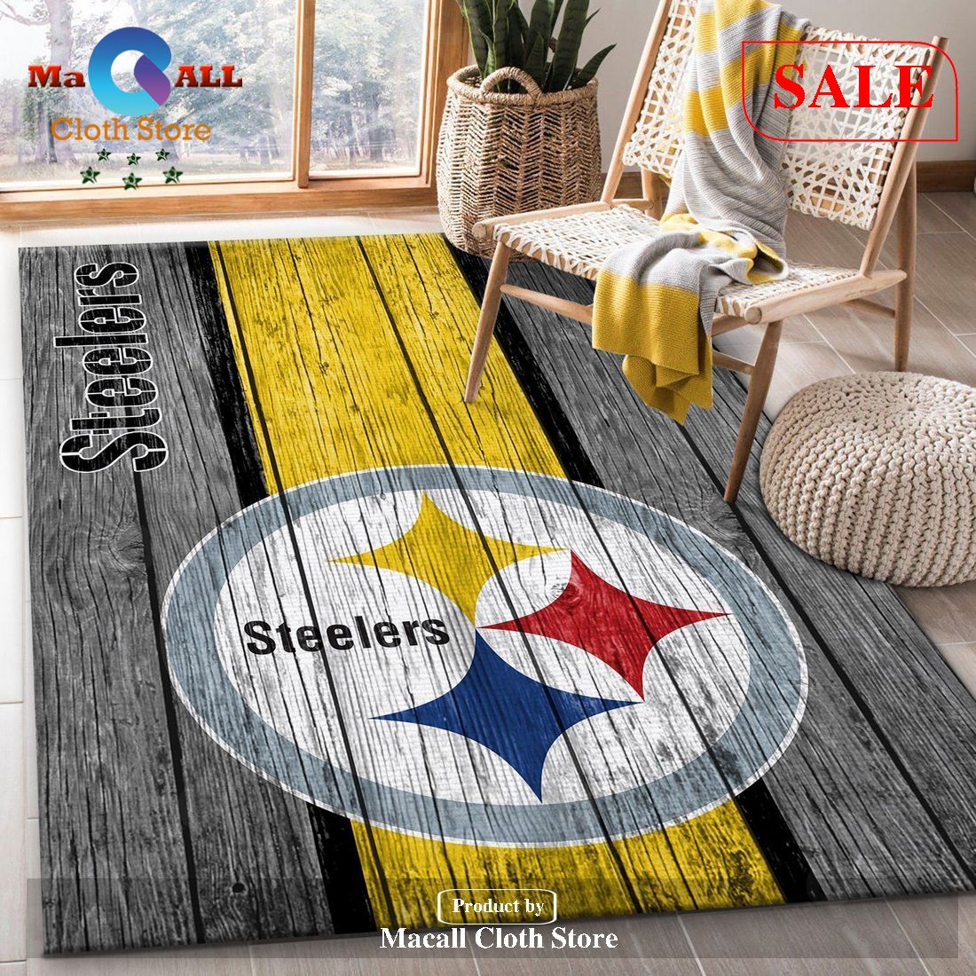 [SALE] Pittsburgh Steelers NFL Team Logo Wooden Style Style Nice Gift Home Decor Rectangle Area Rug – Indoor Outdoor Rugs – MD21