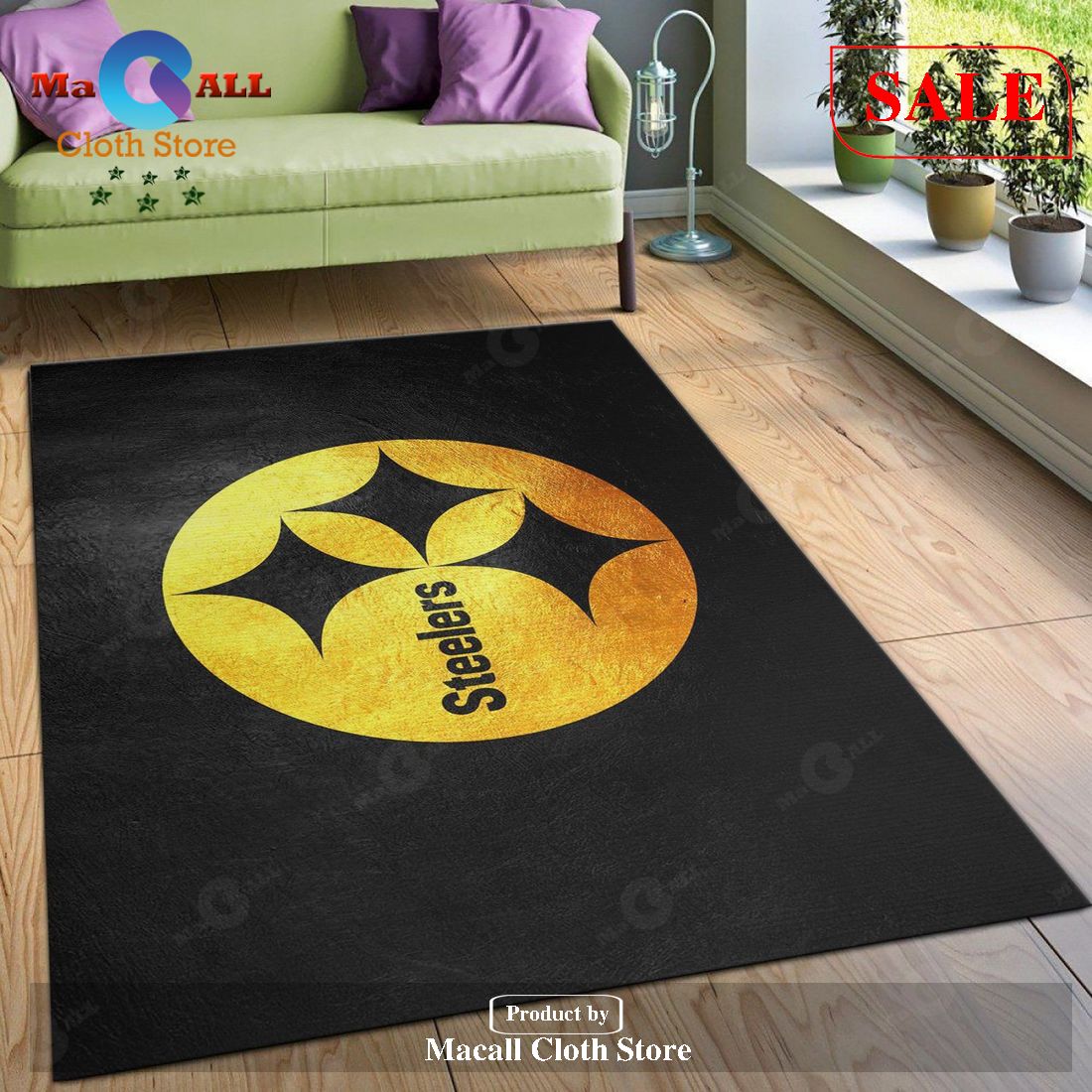 [SALE] Pittsburgh Steelers NFL Team Logos Area Rug, Kitchen Rug, US Gift Decor – Indoor Outdoor Rugs