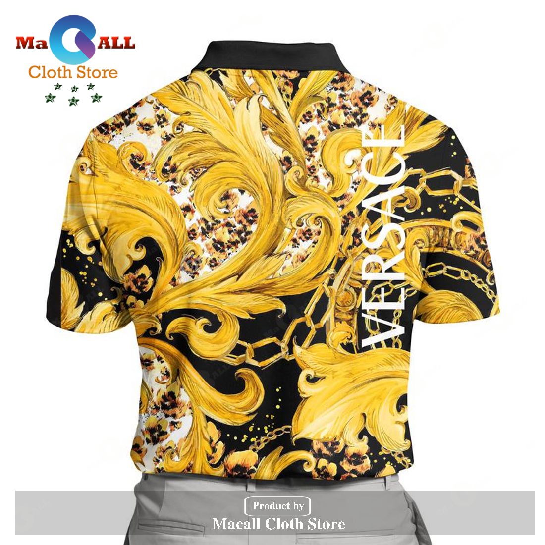 Versace Flower Chain Effect Luxury For Men Versace Polo Shirt