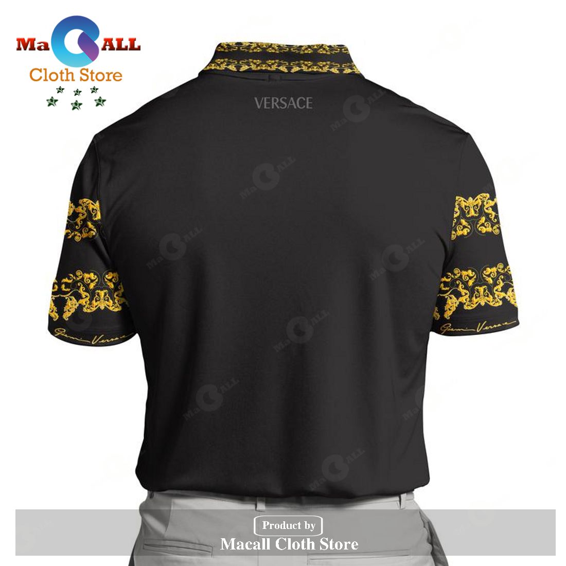 Versace Logo Patterns Style Luxury For Men Versace Yellow Polo Shirt