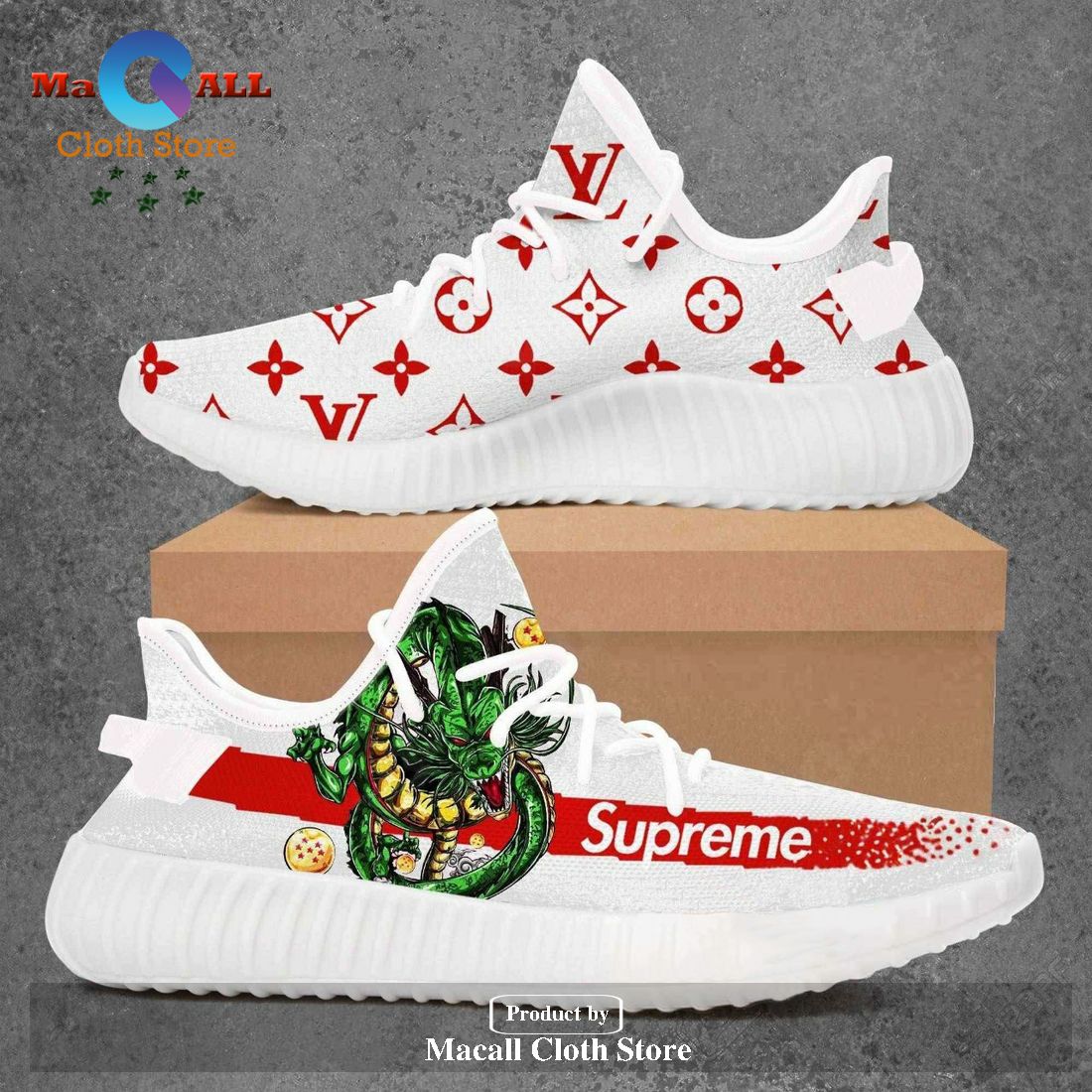 Louis Vuitton Supreme Dragon Ball Shenron Luxury Brand Premium Yeezy Sneaker For Men Women