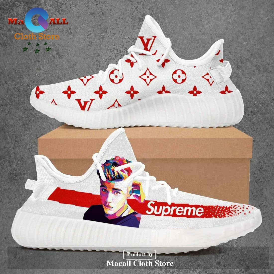 Louis Vuitton Supreme Justin Bieber Luxury Brand Premium Yeezy Sneaker For Men Women
