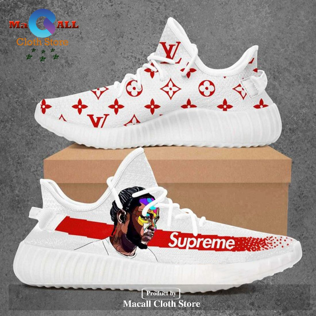 Louis Vuitton Supreme Kendrick Lamar Luxury Brand Premium Yeezy Sneaker For Men Women