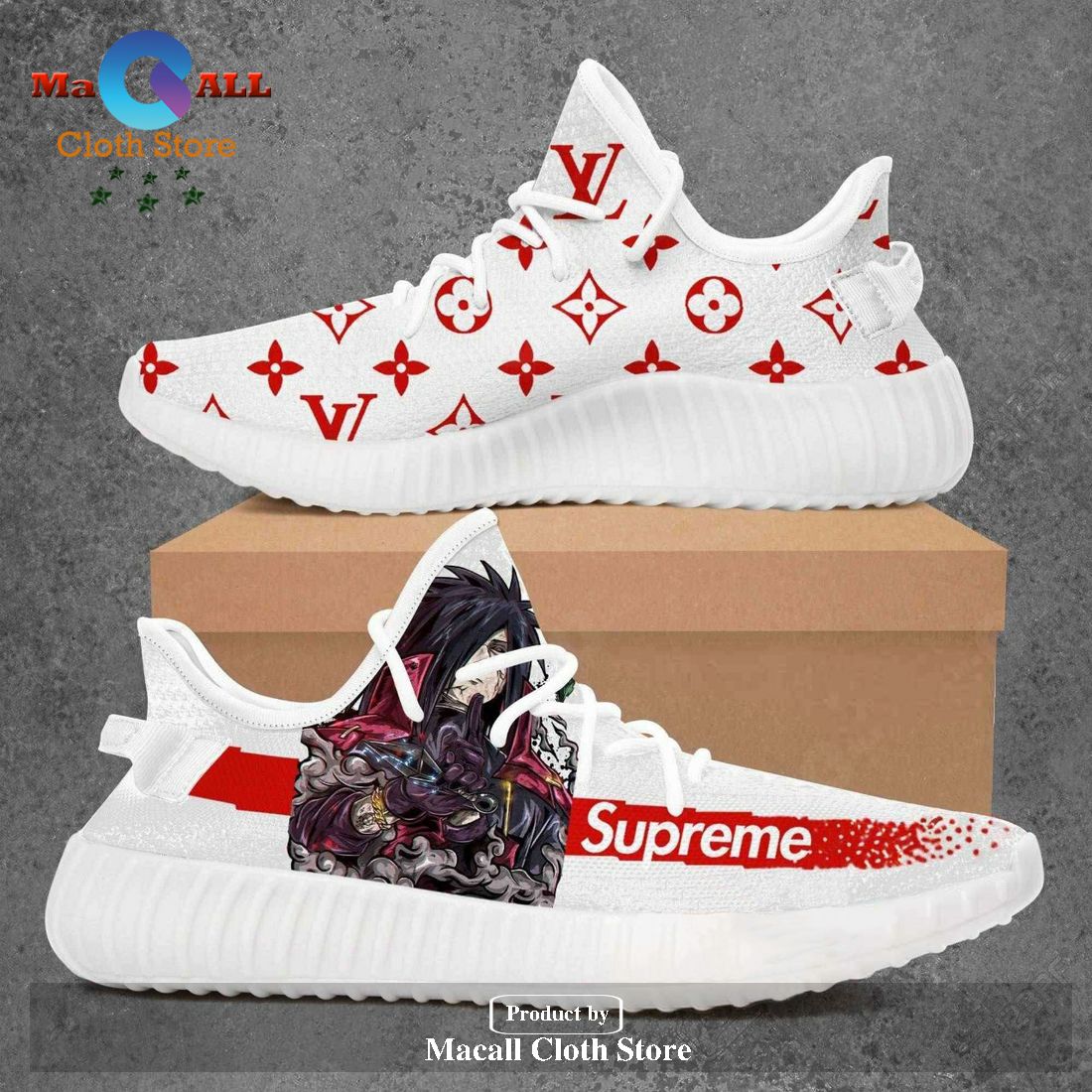 Louis Vuitton Supreme Naruto Uchiha Madara Characters Luxury Brand Premium Yeezy Sneaker For Men Women