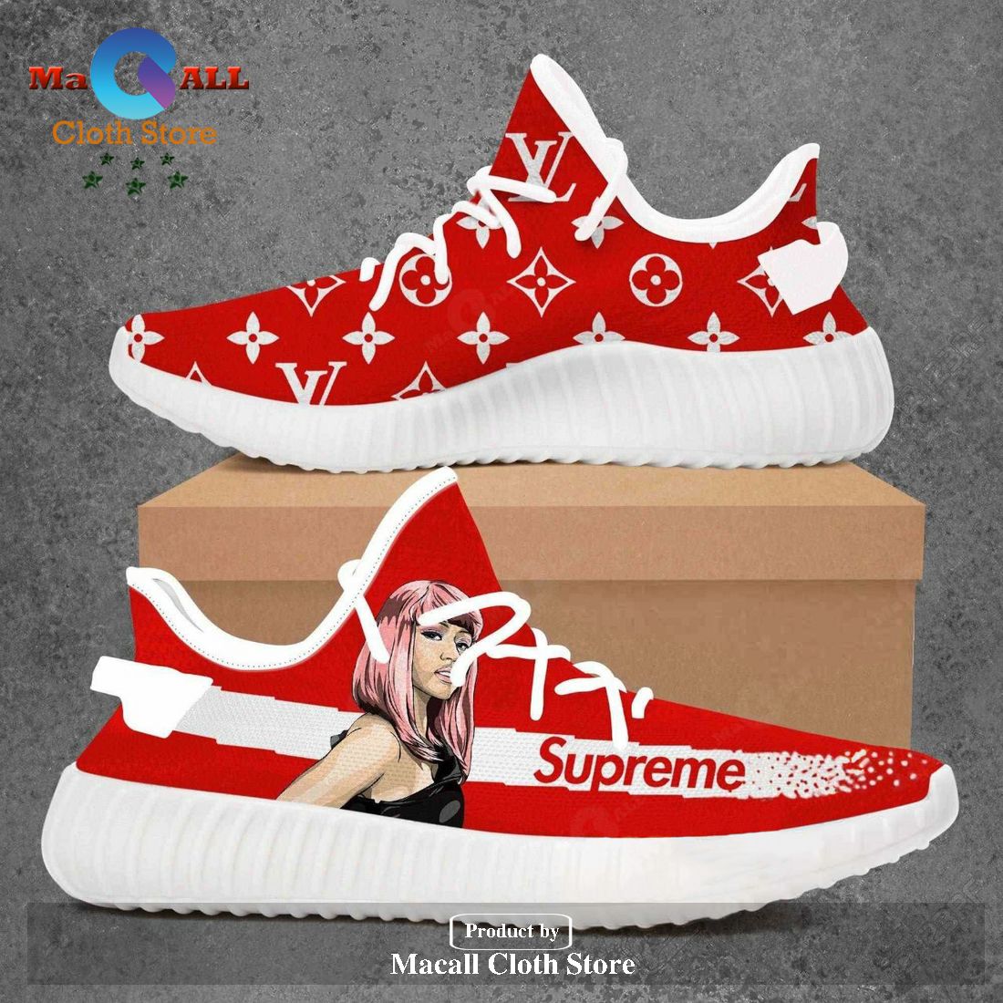 Louis Vuitton Supreme Nicki Minaj Luxury Brand Premium Red Yeezy Sneaker For Men Women