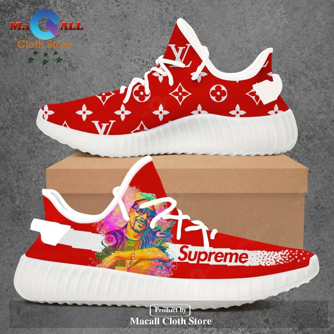 Louis Vuitton Supreme Snoop Dogg Luxury Brand Premium Red Yeezy Sneaker For Men Women Louis Vuitton Supreme Snoop Dogg Luxury Brand Premium Red Yeezy Sneaker For Men Women