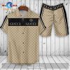 Gucci Logo Pattern Classic Gold Bee Style Hawaiian Shirt and Short LIMITED EDITION