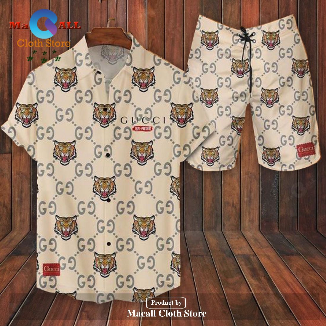Gucci Logo Pattern Classic Wests Tigers Trending Style Hawaiian Shirt and Short LIMITED EDITION