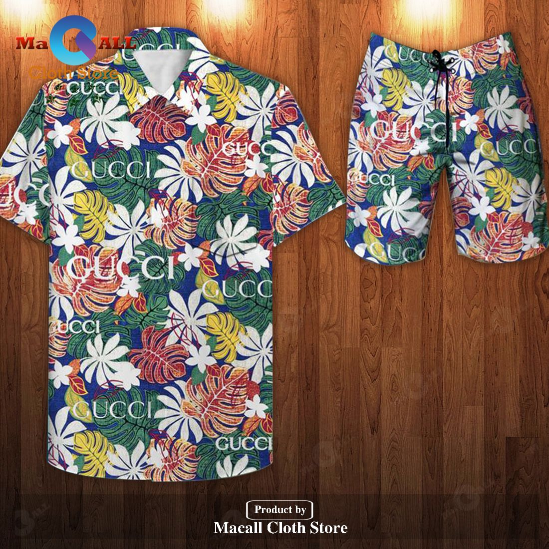Gucci Logo Pattern Floral Colorful Version Hawaiian Shirt and Short LIMITED EDITION