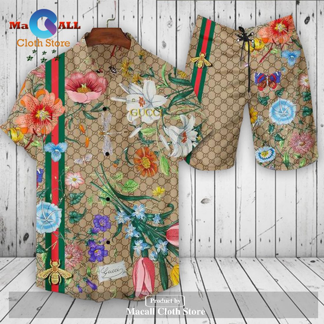 Gucci Logo Pattern Floral Style Hawaiian Shirt and Short LIMITED EDITION Gucci Logo Pattern Floral Style Hawaiian Shirt and Short LIMITED EDITION