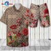 Gucci Logo Pattern Floral vs Gold Bee Style Hawaiian Shirt and Short LIMITED EDITION