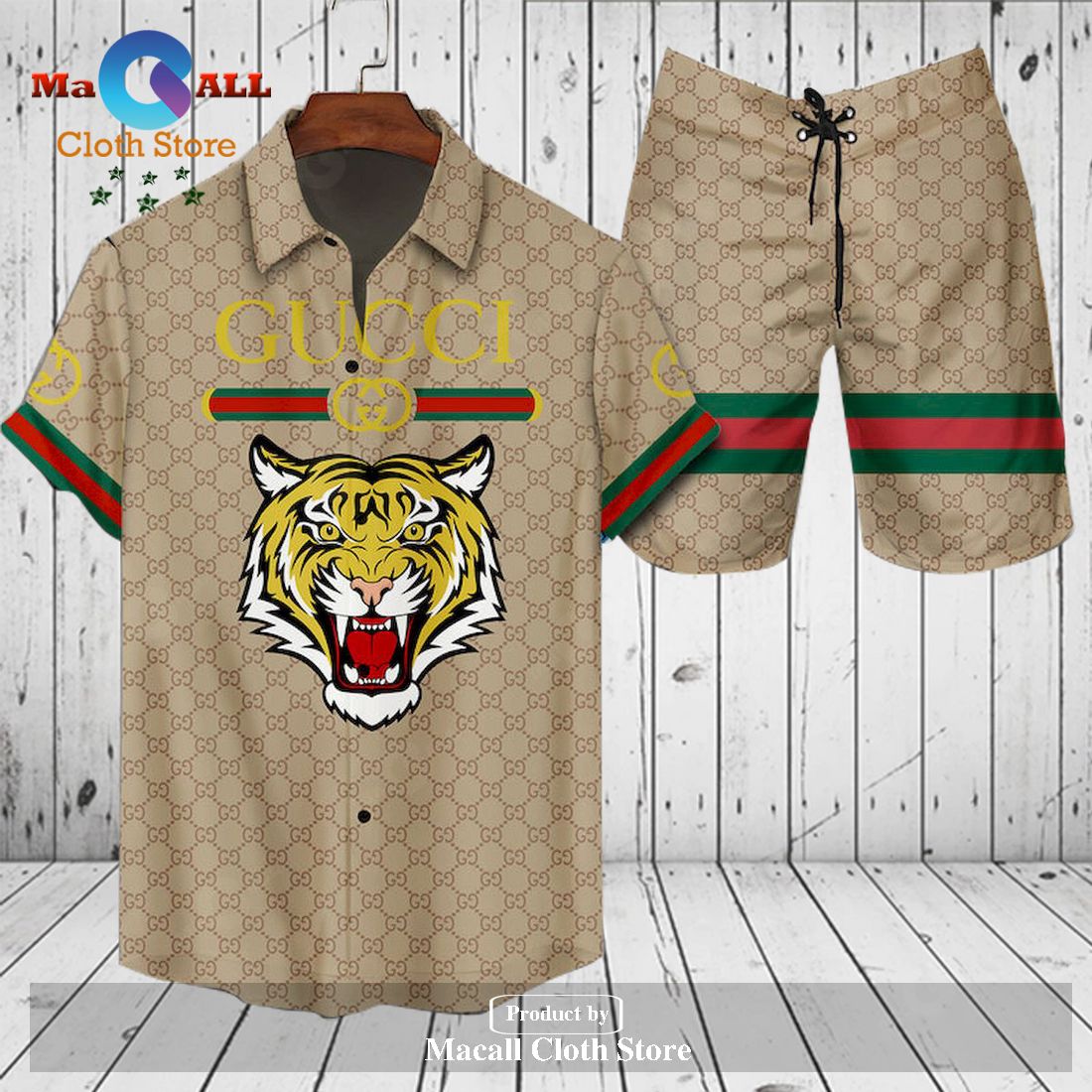 Gucci Logo Pattern Premium Wests Tigers Version Hawaiian Shirt and Short LIMITED EDITION