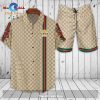 Gucci Logo Pattern Red Line White Style Hawaiian Shirt and Short LIMITED EDITION