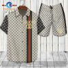 Gucci Logo Pattern Red Line White Version Hawaiian Shirt and Short LIMITED EDITION