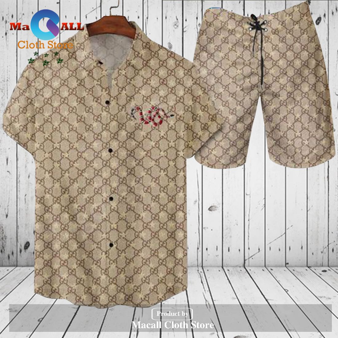 Gucci Logo Pattern Snake Premium Style Hawaiian Shirt and Short LIMITED EDITION
