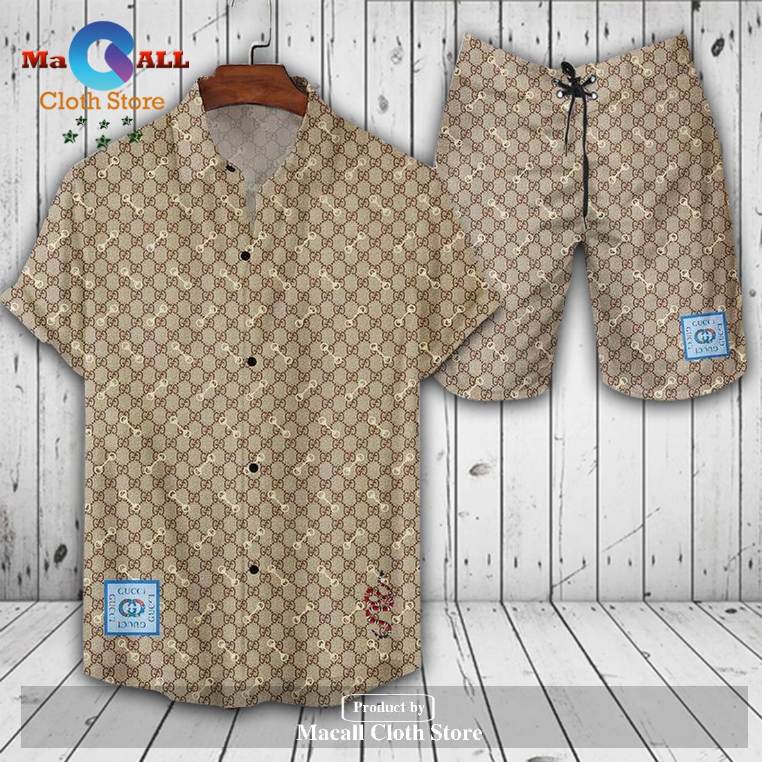 Gucci Logo Pattern Snake Premium Trending Version Hawaiian Shirt and Short LIMITED EDITION