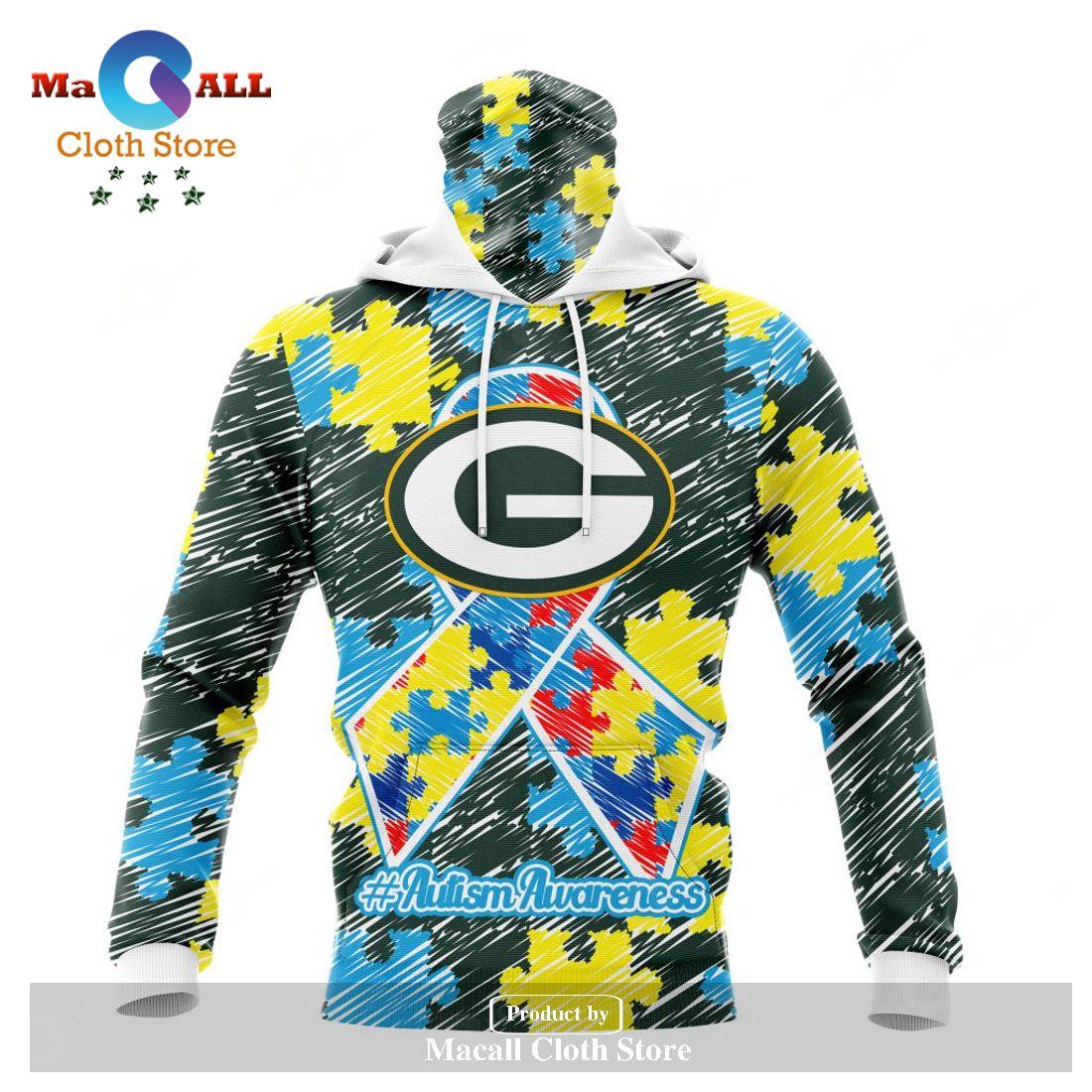 Green Bay Packers Autism T-Shirt 3D Hoodie Zip Hoodie Sweatshirt