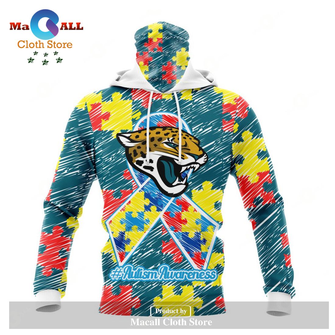 Custom Jacksonville Jaguars Special Autism Puzzle Game White NFL Hoodie 3D  - Bring Your Ideas, Thoughts And Imaginations Into Reality Today