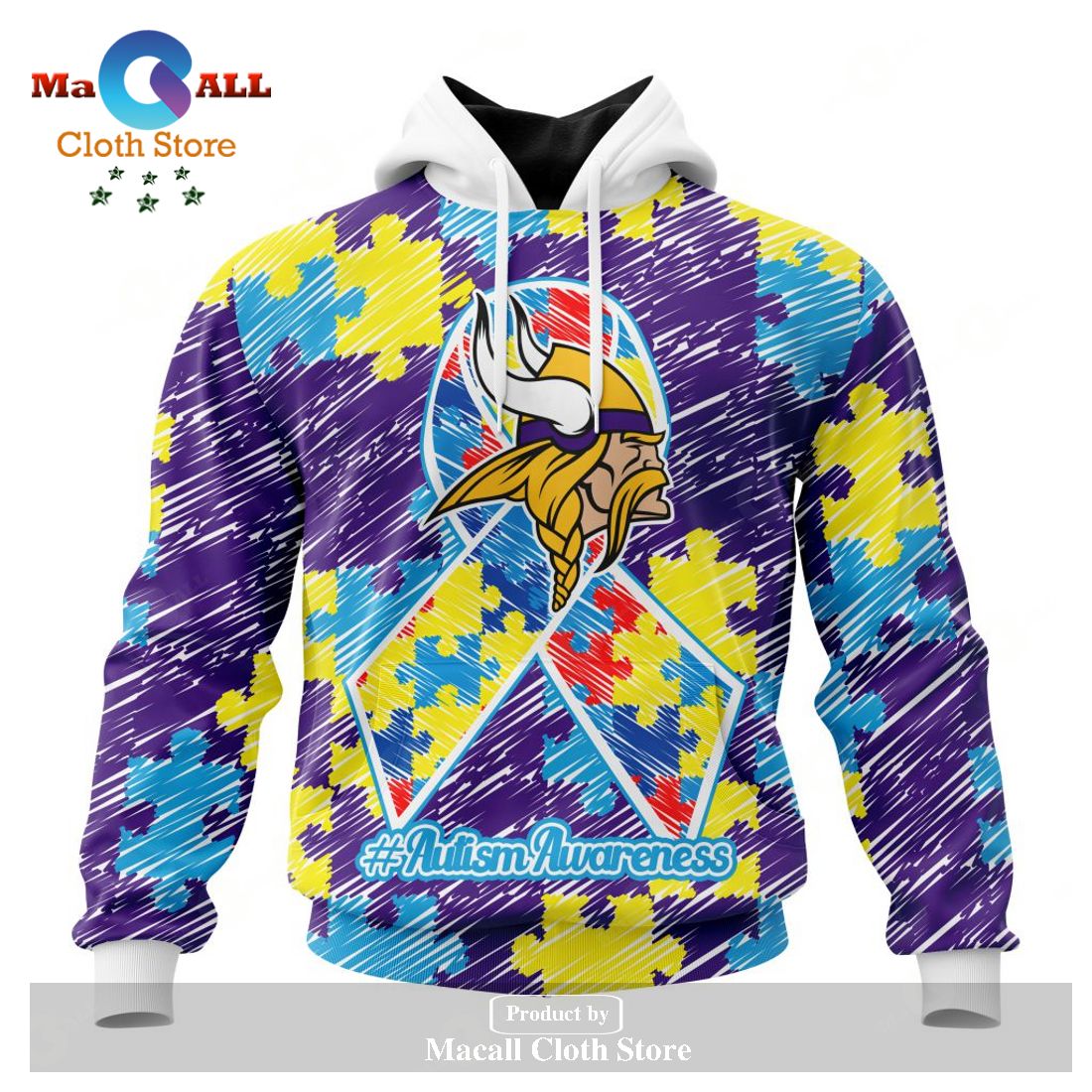 Minnesota Vikings NFL Autism Awareness Personalized Hoodie T Shirt - Growkoc