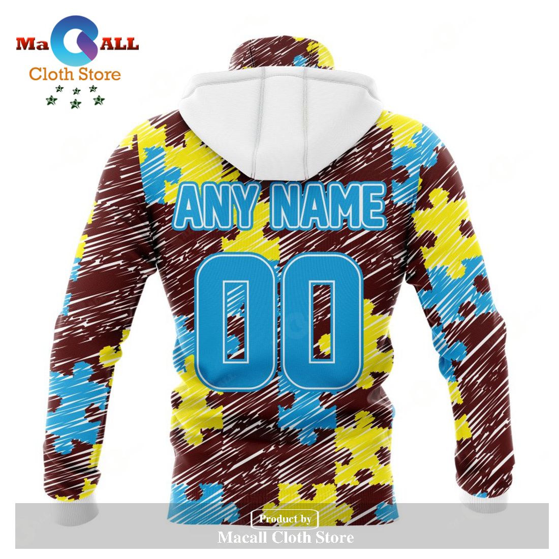 NFL Washington Commanders All Over Print Zip Hoodie 3D Puzzle Autism  Awareness Unisex Zip Hoodie