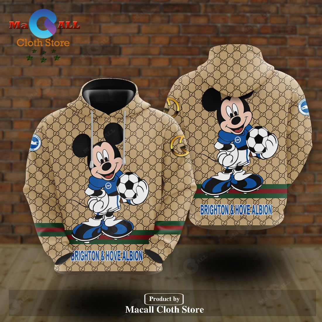 BRIGHTON & HOVE ALBION x Gucci Mickey Trending Style Hoodie Sweatshirt 3D LIMITED EDITION