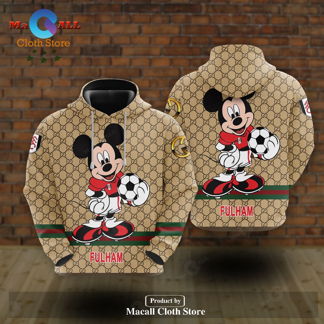 FULHAM x Gucci Mickey Trending Style Hoodie Sweatshirt 3D LIMITED EDITION