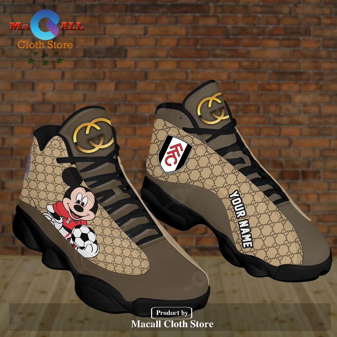 Personalized FULHAM x Gucci Mickey Trending Style Air Jordan 13 Shoes Sneaker For Men Women POD Design LIMITED EDITION