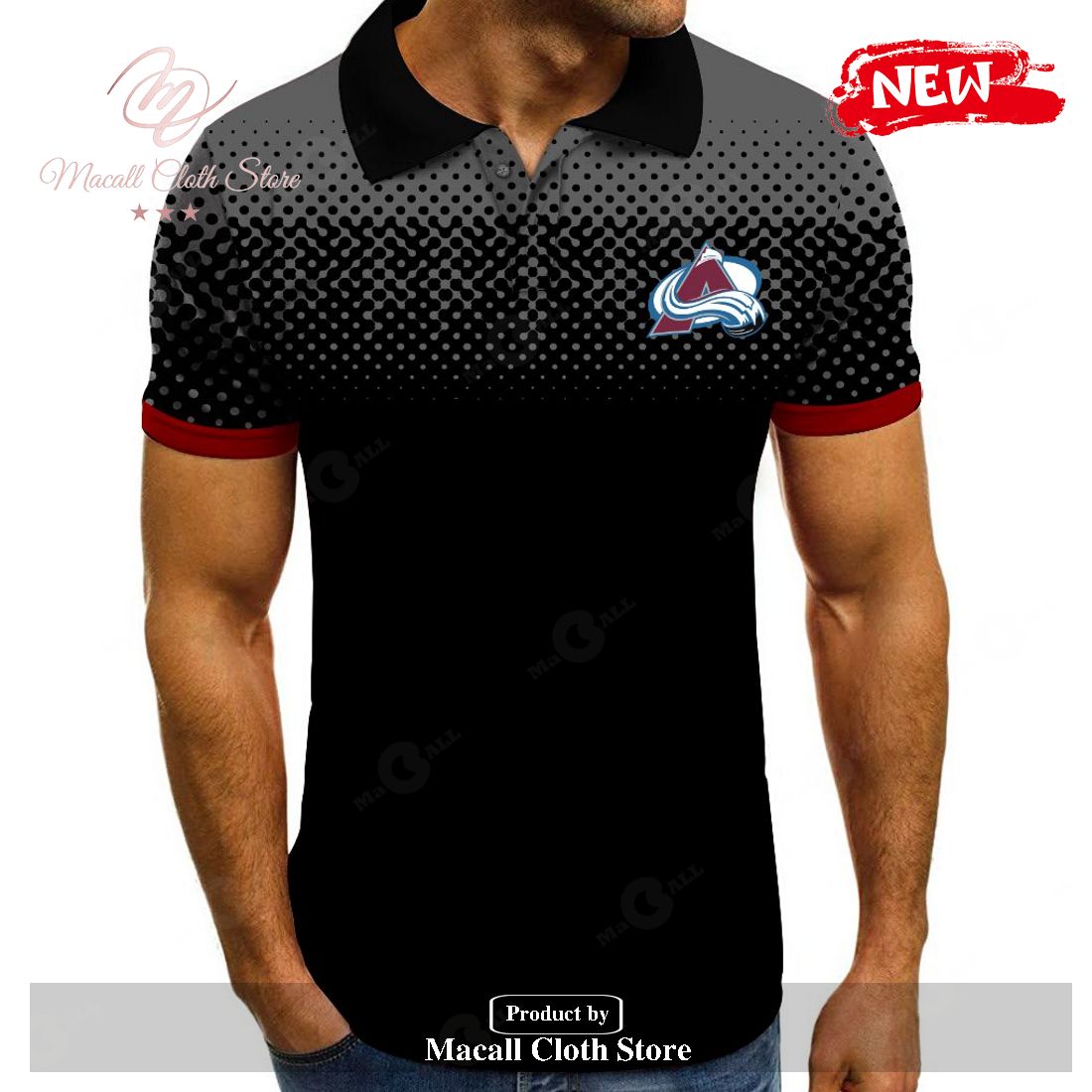 NHL Colorado Avalanche Special Multi Black Color Polo Shirt - Macall ...