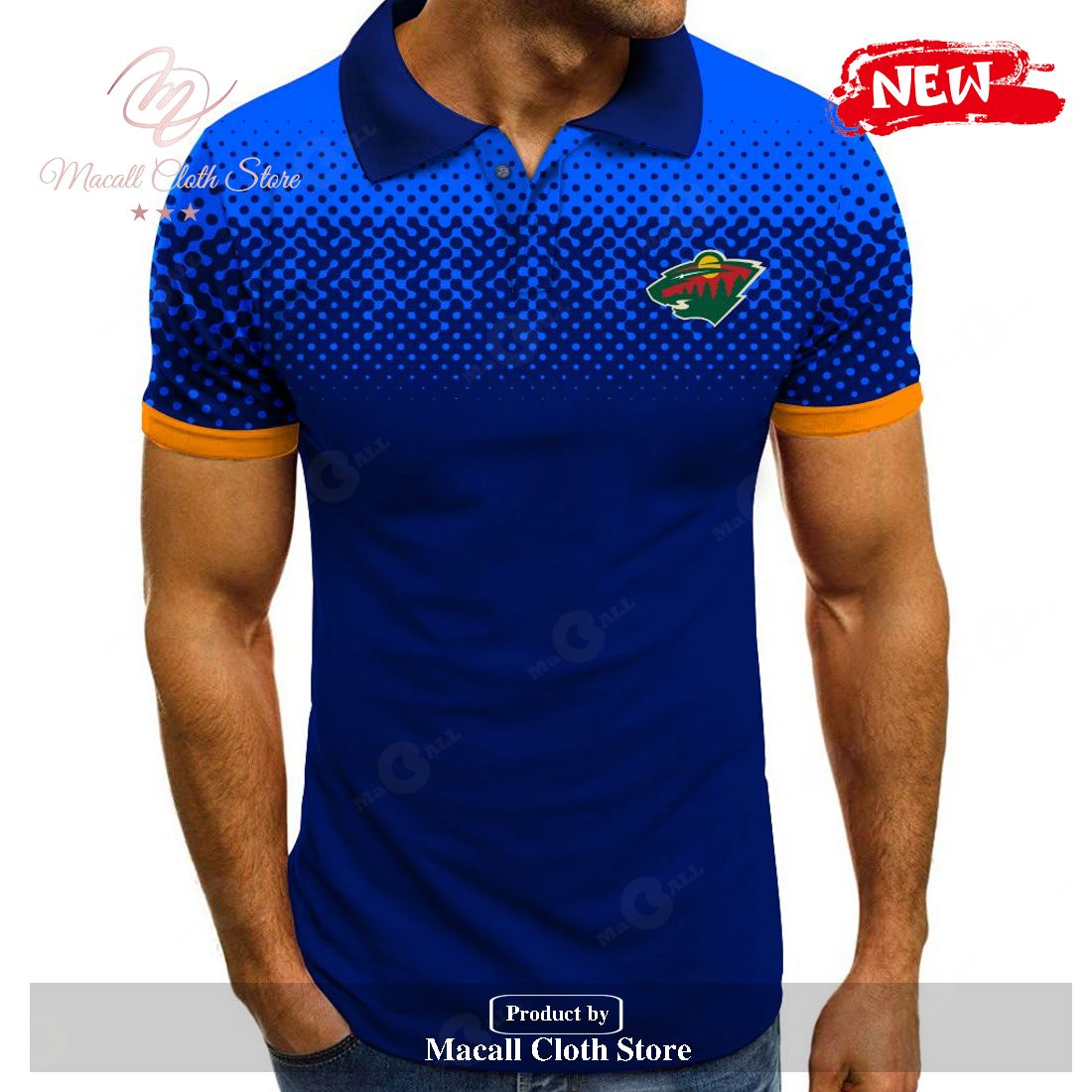 NHL Minnesota Wild Special Multi Color Blue Polo Shirt NHL Minnesota Wild Special Multi Color Blue Polo Shirt