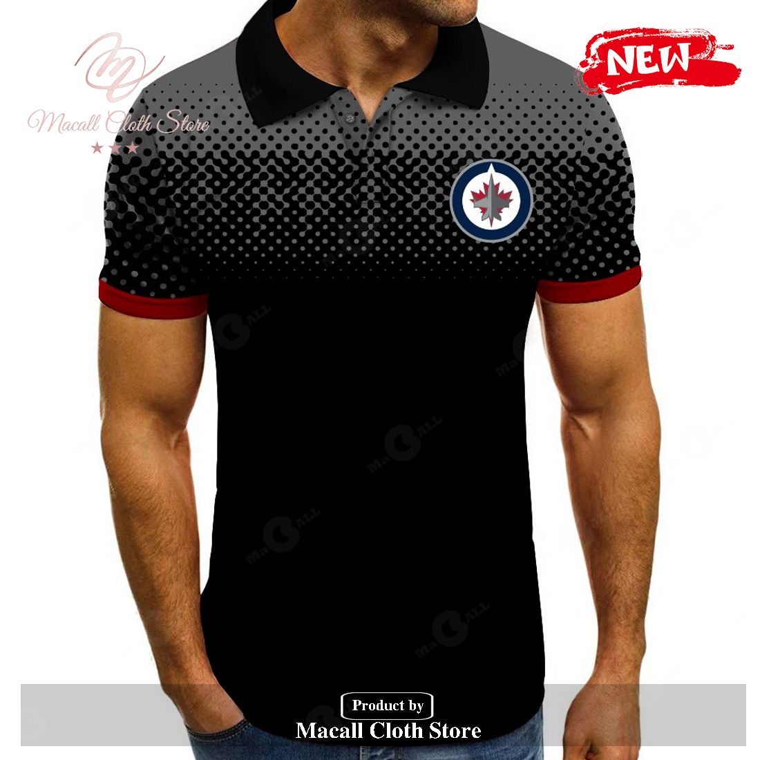 NHL Winnipeg Jets Special Multi Black Color Polo Shirt NHL Winnipeg Jets Special Multi Black Color Polo Shirt